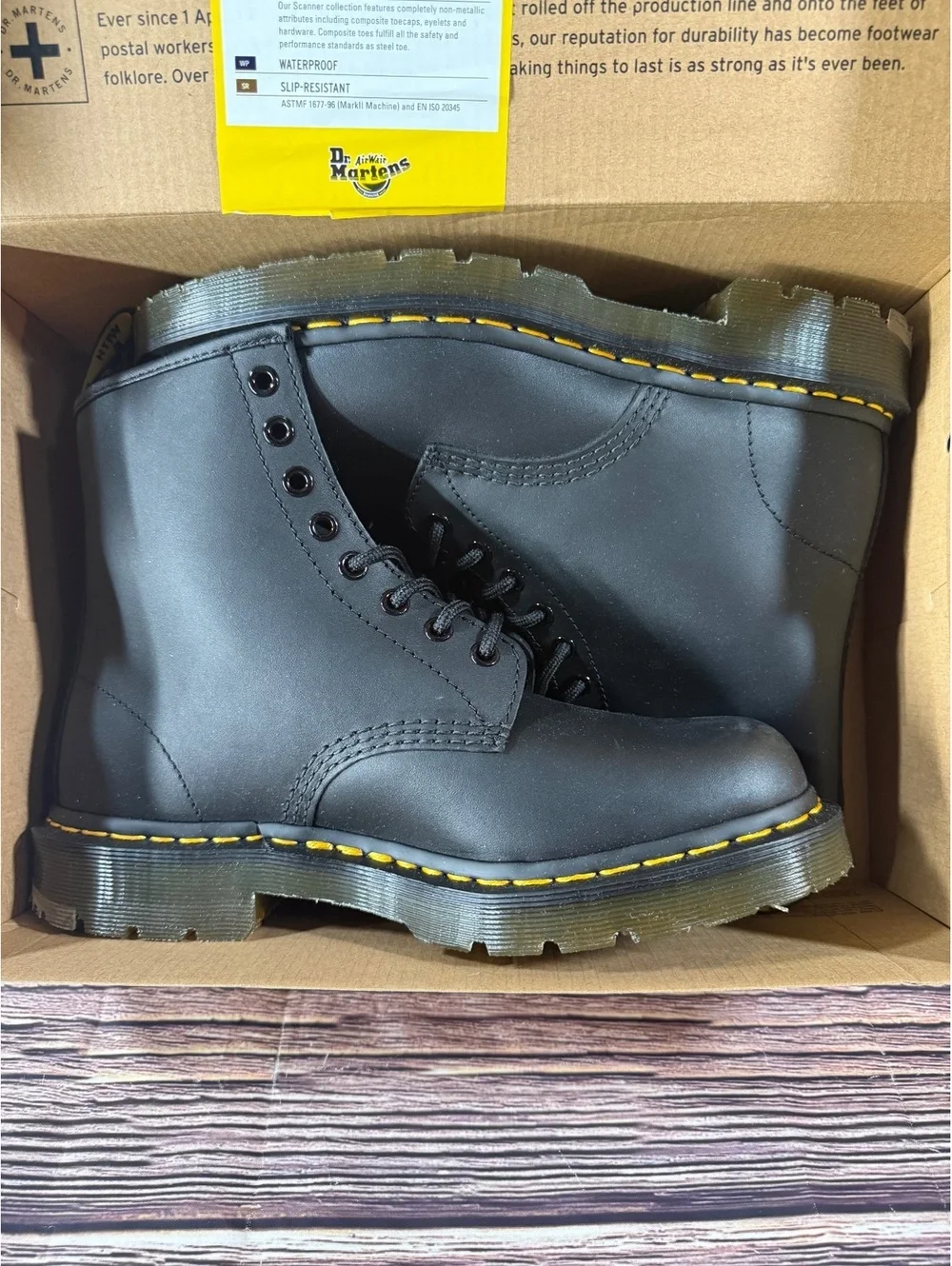 Dr. Martens 1460 SR Steel Toe Work Boots Black US Men’s 8 Safety Shoe New
